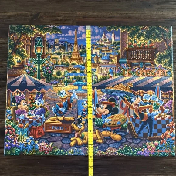 Thomas Kinkade Studios Disney Mickey & Friends Painting in Paris 11x14 Canvas - Picture 7 of 10